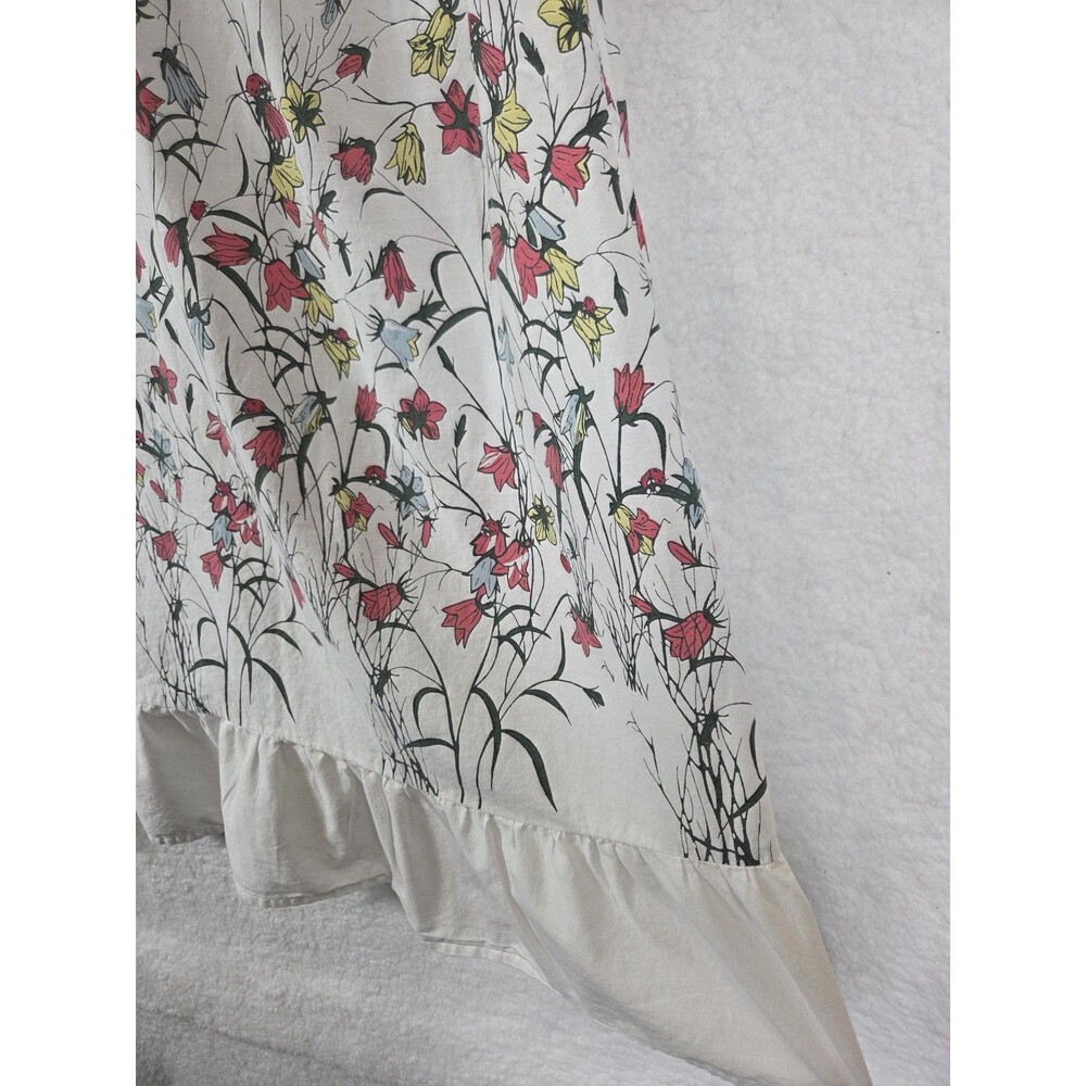 Vtg National House Dress Muumuu Womens 2X White Floral SS Ruffle Hem Cottagecore - Picture 5 of 8